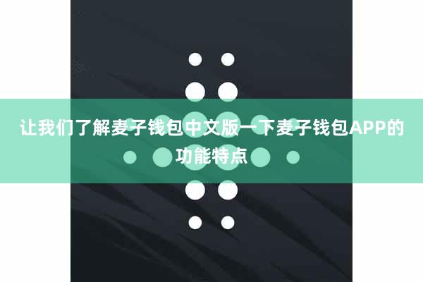 让我们了解麦子钱包中文版一下麦子钱包APP的功能特点