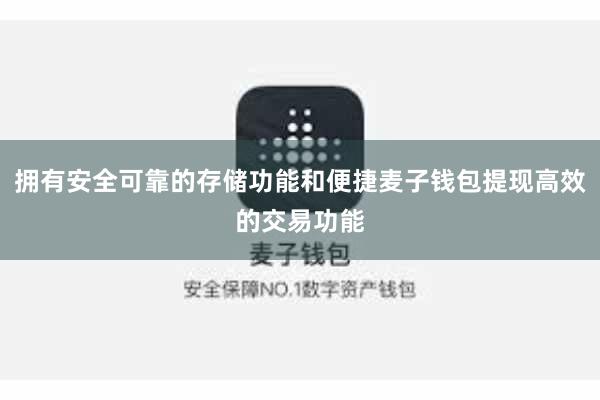 拥有安全可靠的存储功能和便捷麦子钱包提现高效的交易功能