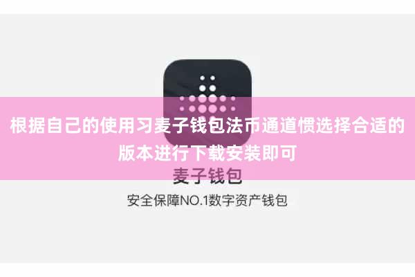 根据自己的使用习麦子钱包法币通道惯选择合适的版本进行下载安装即可